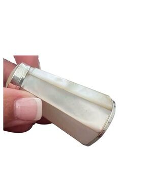 Antique Mother of Pearl Sterling Silver Vanity Powder Jar Art Deco